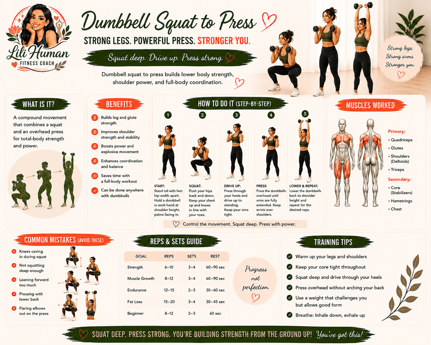 Dumbbell Squat to Press guide