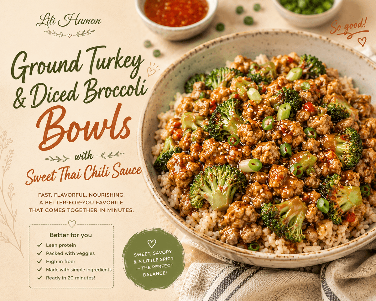 Ground Turkey & Broccoli Bowls with Sweet Thai Chili Sauce